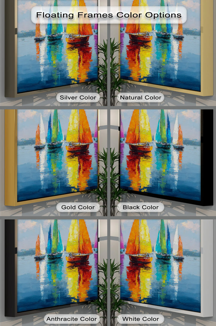 Colorful Sailboats on Water – Vibrant Nautical Canvas Print - MyPhotoStation
