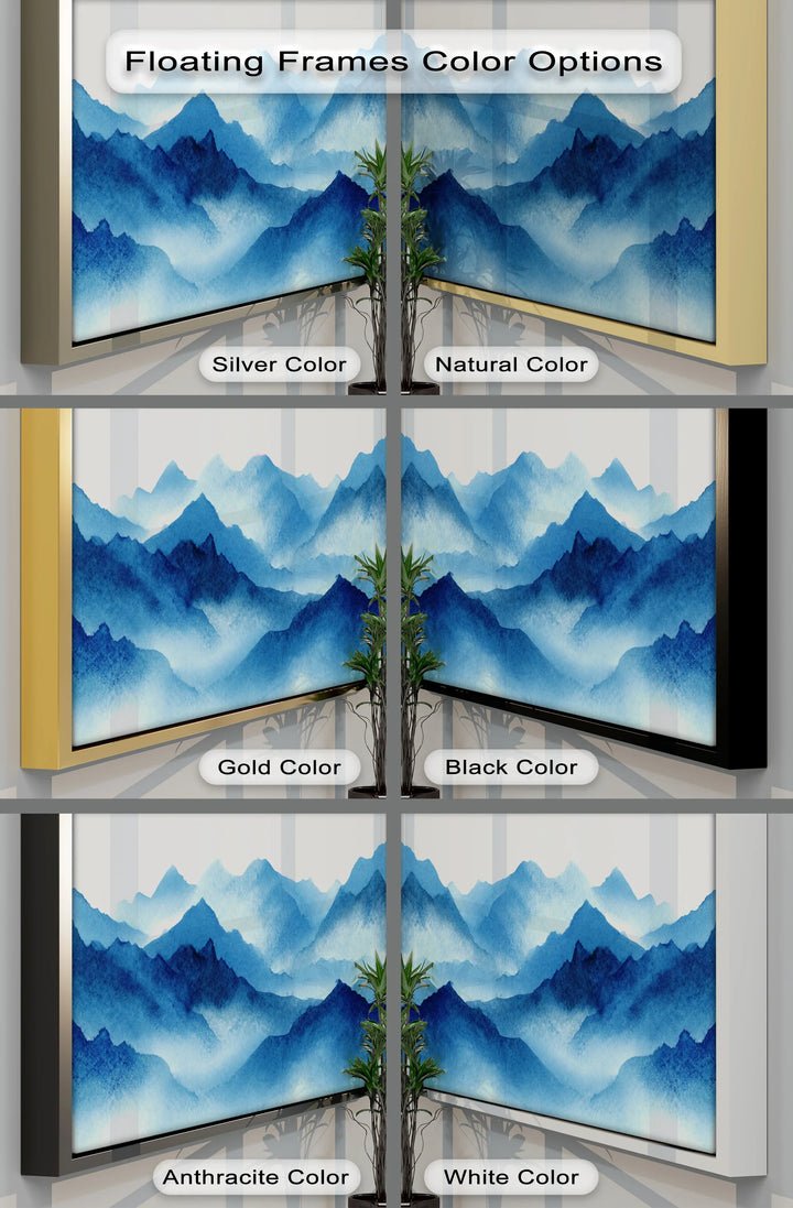 Tranquil Horizon – Layered Blue Mountain Landscape Canvas Print - MyPhotoStation