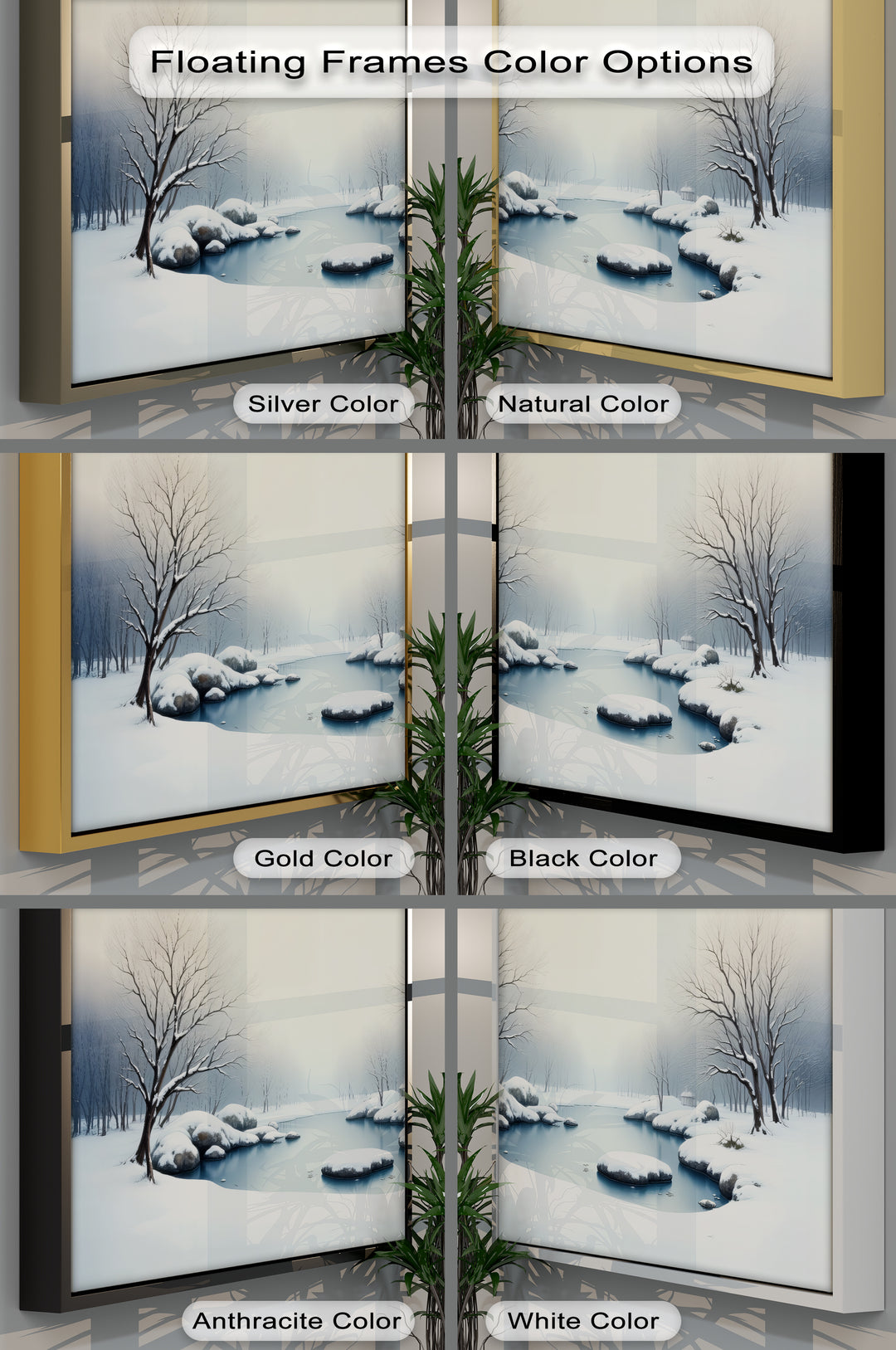 Silent Winter Lake – Snowy Landscape Canvas Wall Art | Large Canvas