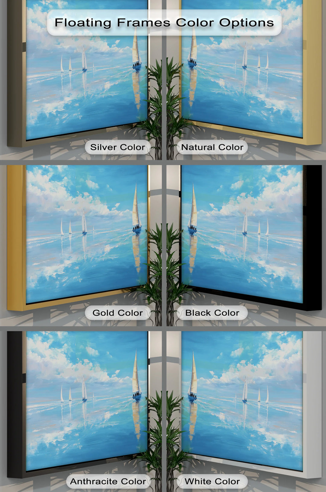 Tranquil Sailboats at Sea – Blue Ocean Canvas Print - MyPhotoStation