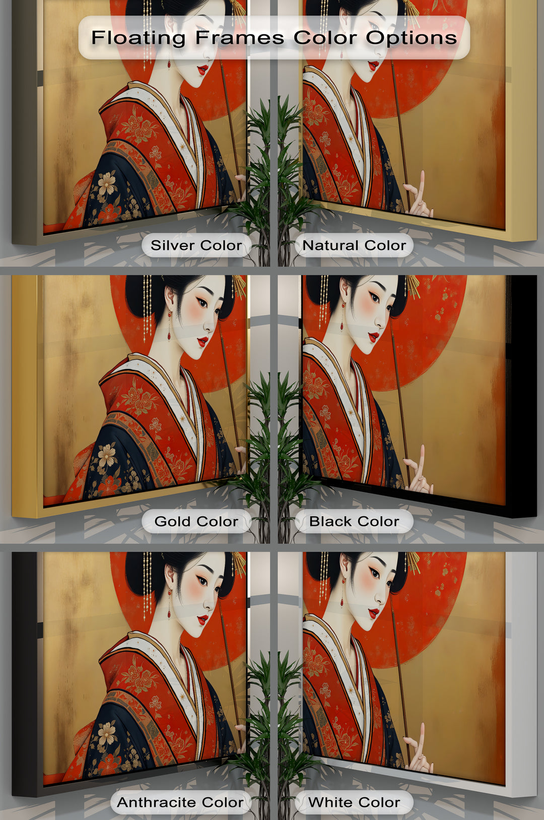 Traditional Japanese Geisha Portrait - Canvas Wall Art | Framed Artwork