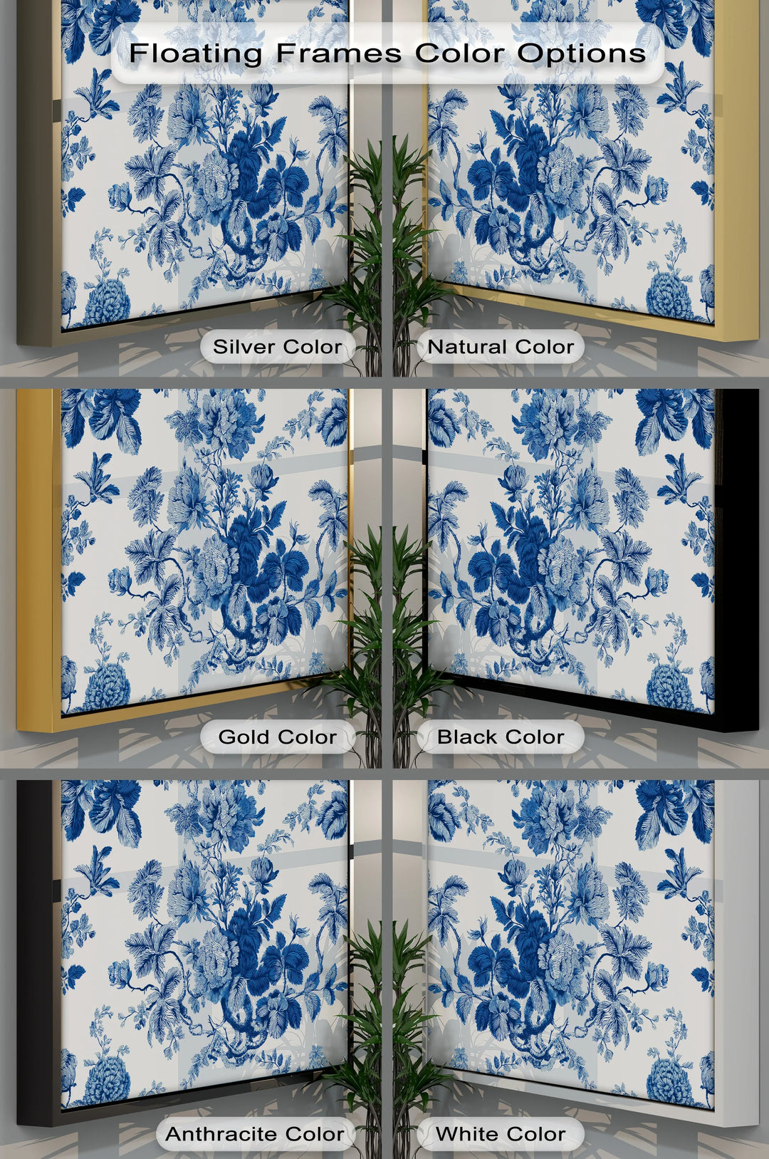 Vintage Indigo Blooms – Blue Floral Pattern Canvas Print - MyPhotoStation