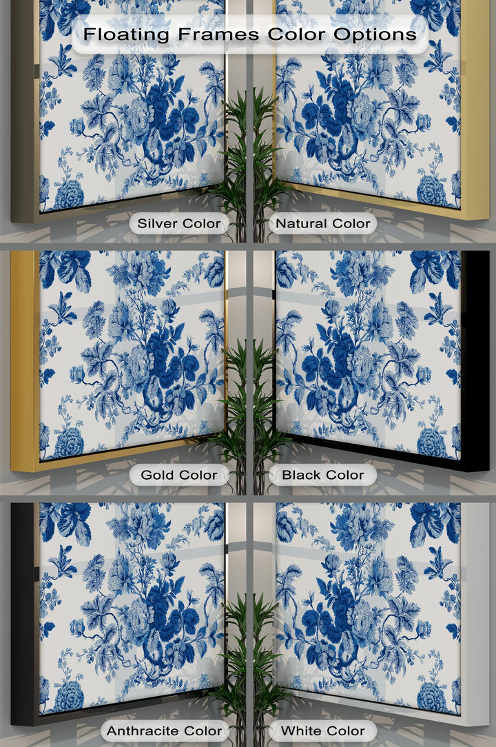 Vintage Indigo Blooms – Blue Floral Pattern Canvas Print - MyPhotoStation