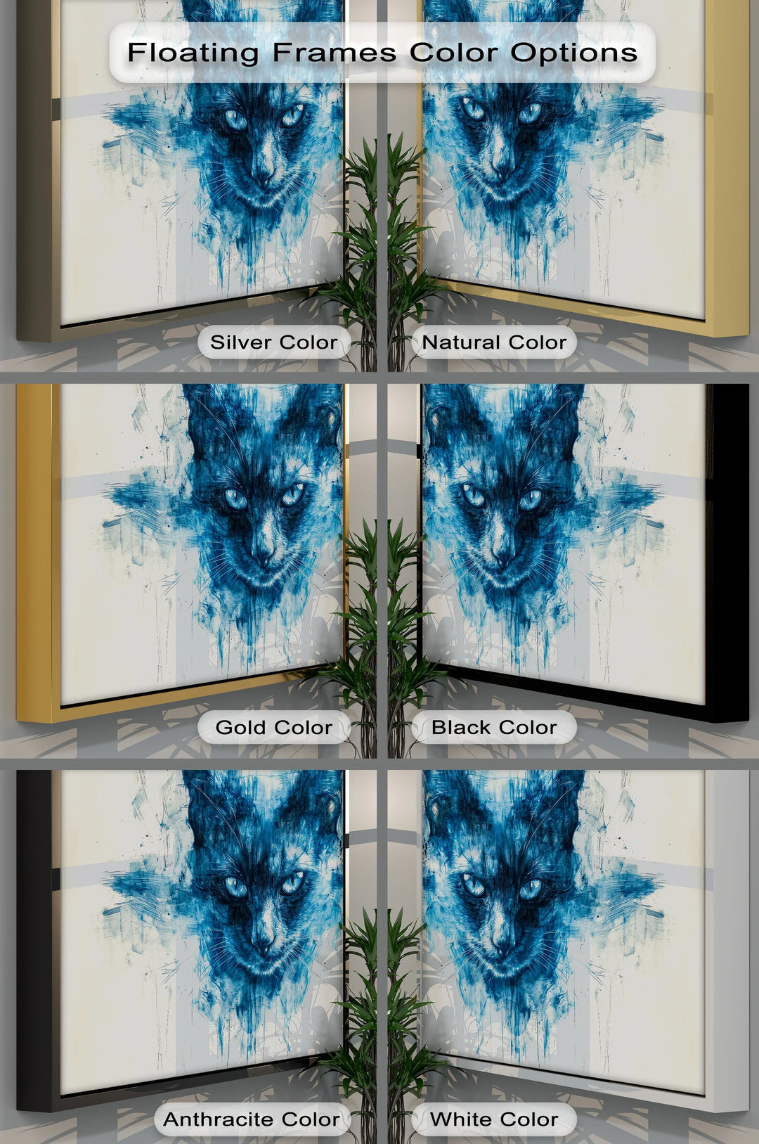 Mystic Blue Cat – Abstract Watercolor Canvas Print - MyPhotoStation