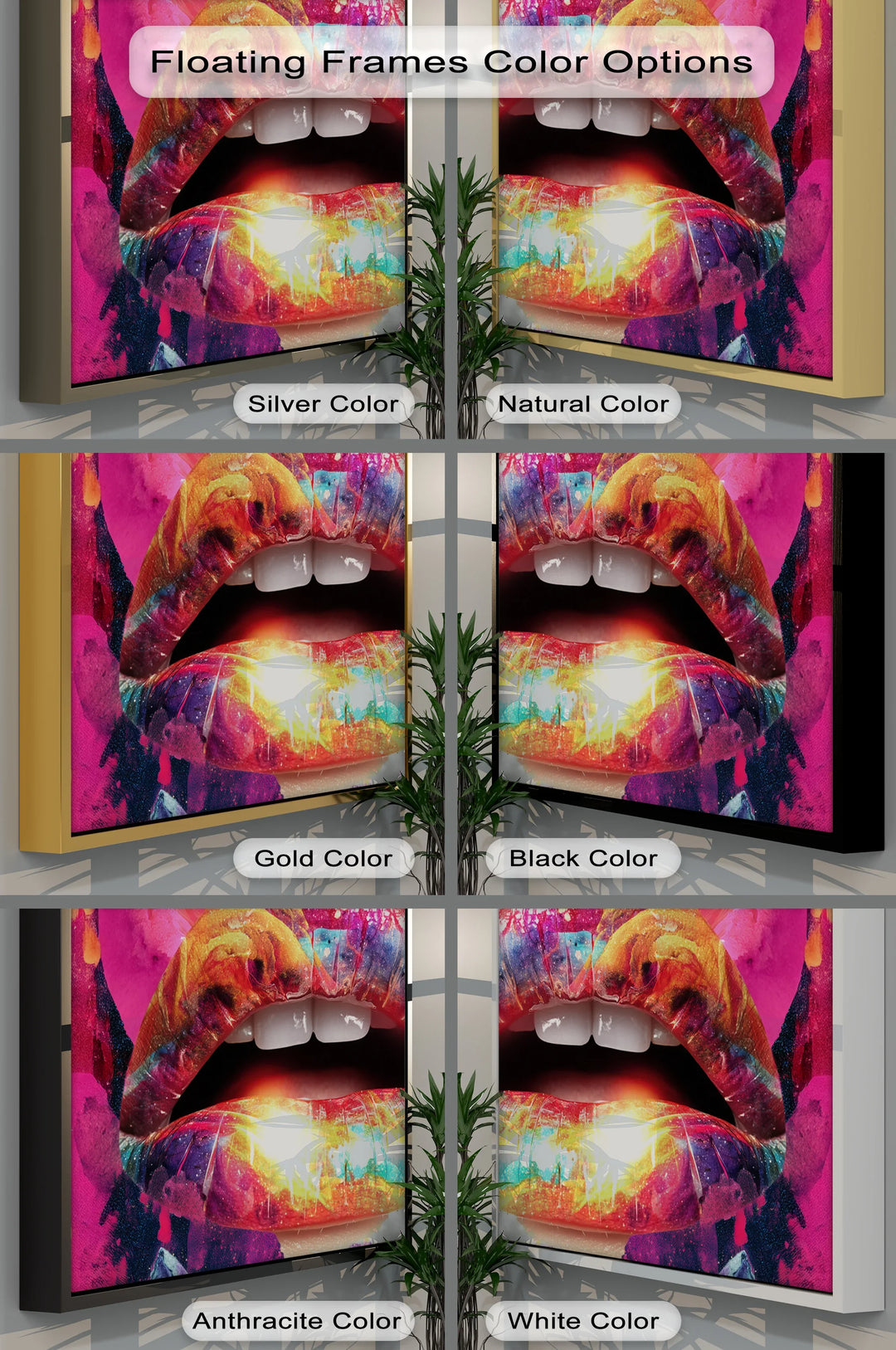 Color Pop Seduction – Abstract Lips in Vivid Pop Art Canvas Print - MyPhotoStation