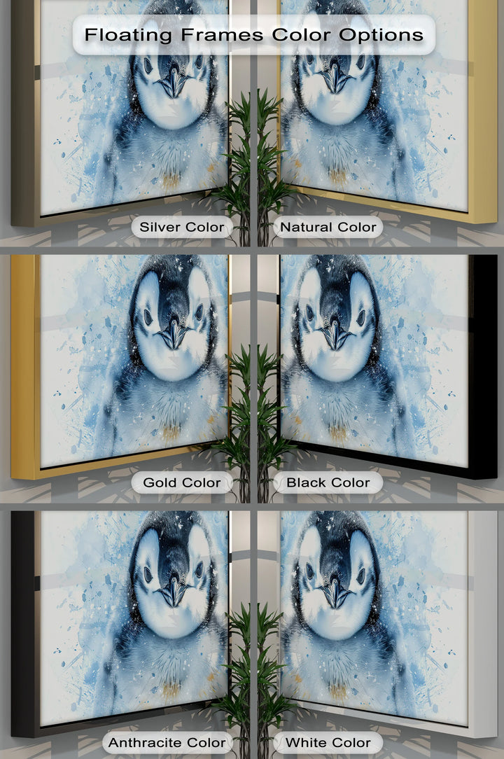 Baby Penguin Splash – Watercolor Arctic Animal Canvas Print - MyPhotoStation