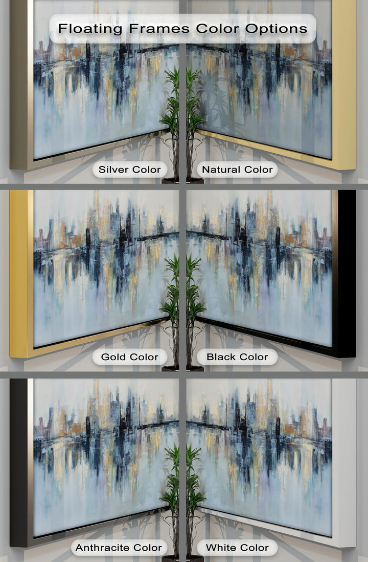 Urban Reflections – Abstract Cityscape with Soft Skyline Tones Canvas Print - MyPhotoStation