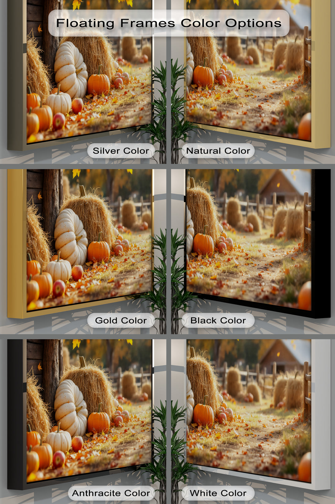 Autumn Harvest – Pumpkin and Haystack Canvas Wall Art | Framed Art