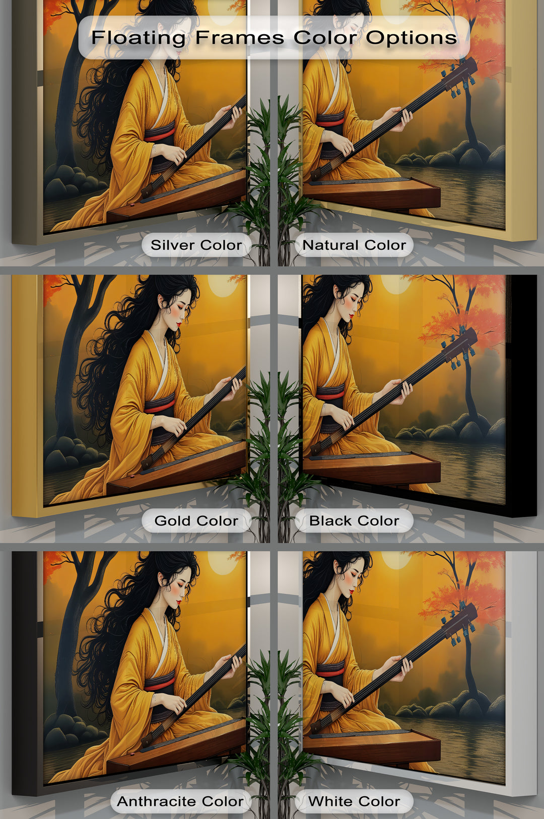 Golden Harmony – Japanese Autumn Moon Geisha Canvas Wall Art | Canvas Art