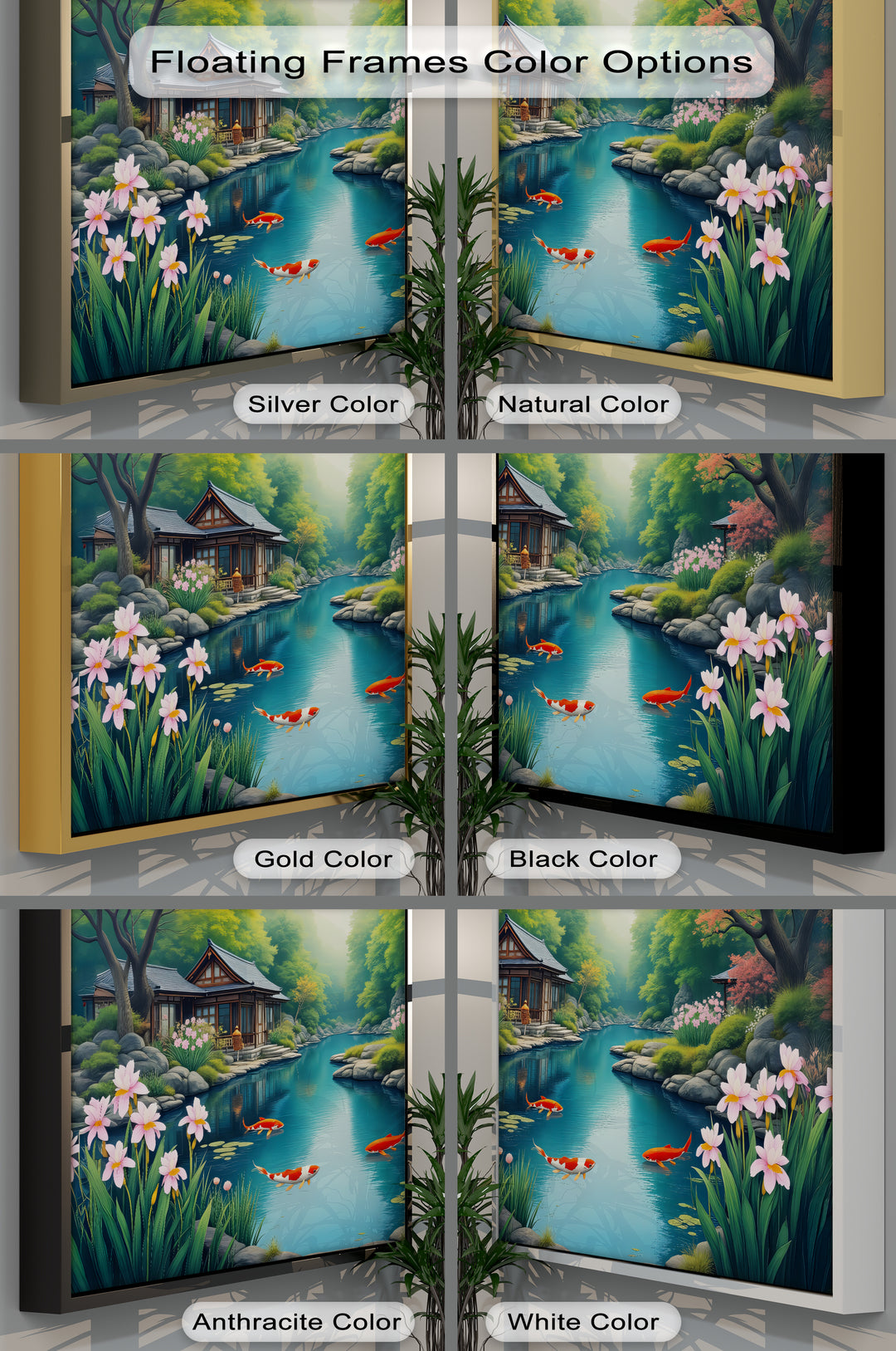 Zen Koi Pond by Japanese House – Canvas Wall Art | Framed Art