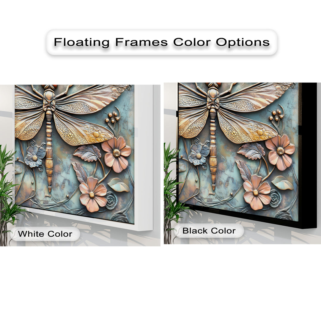 The brightest area accentuates the radiant golden wings of the dragonfly and the lustrous metallic details of the 3D-style best canvas prints.