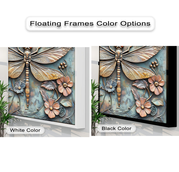 The brightest area accentuates the radiant golden wings of the dragonfly and the lustrous metallic details of the 3D-style best canvas prints.