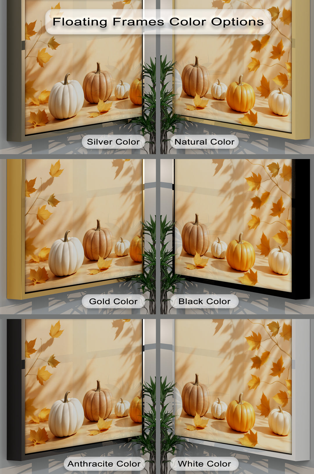 Golden Harvest – Minimalist Pumpkins Canvas Wall Art | Framed Artwork
