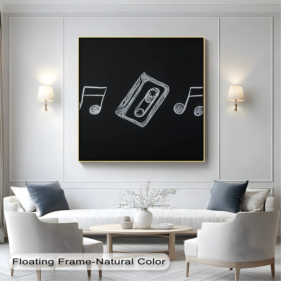 Retro Cassette Tape Chalk Drawing – Blackboard Music Canvas Prints - MyPhotoStation