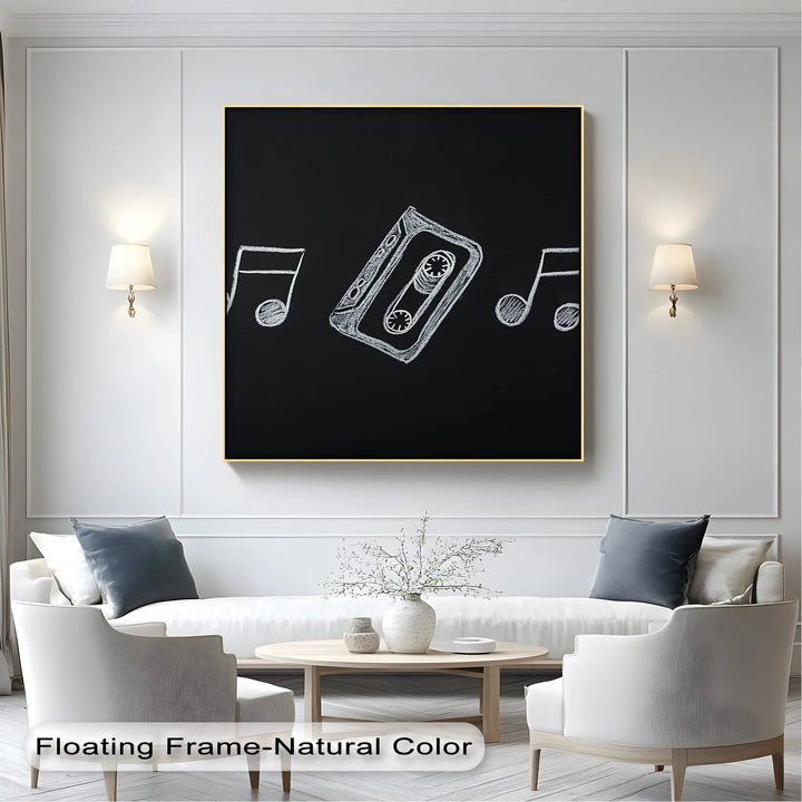 Retro Cassette Tape Chalk Drawing – Blackboard Music Canvas Prints - MyPhotoStation