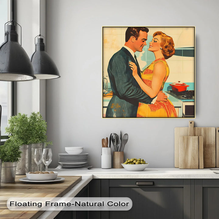 Retro Couple in the Kitchen – Romantic Vintage-Style Kitchen Canvas Prints - MyPhotoStation