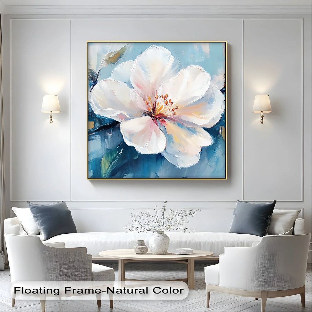 Blossom in Blue Haze – White Petal Flower on Sky Canvas Prints - MyPhotoStation