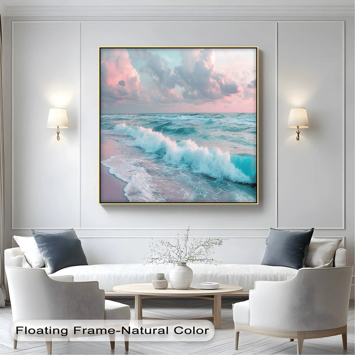 Cotton Candy Sky Over Ocean Waves – Tranquil Seaside Canvas Print - MyPhotoStation