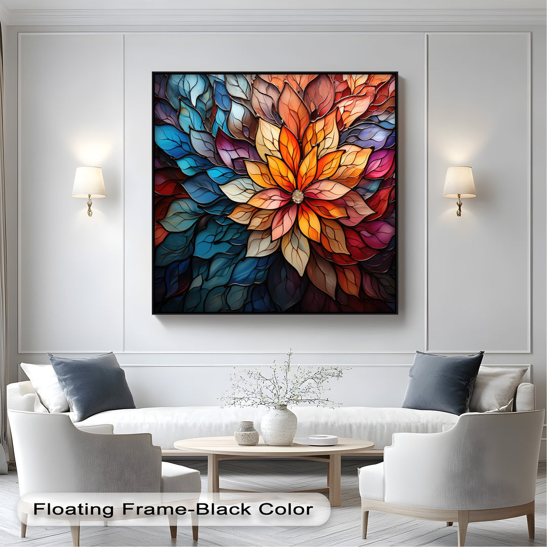 The colorful, layered petals of this stained glass flower canvas print unfold with a dynamic, fluid movement, making it one of the best canvas prints.