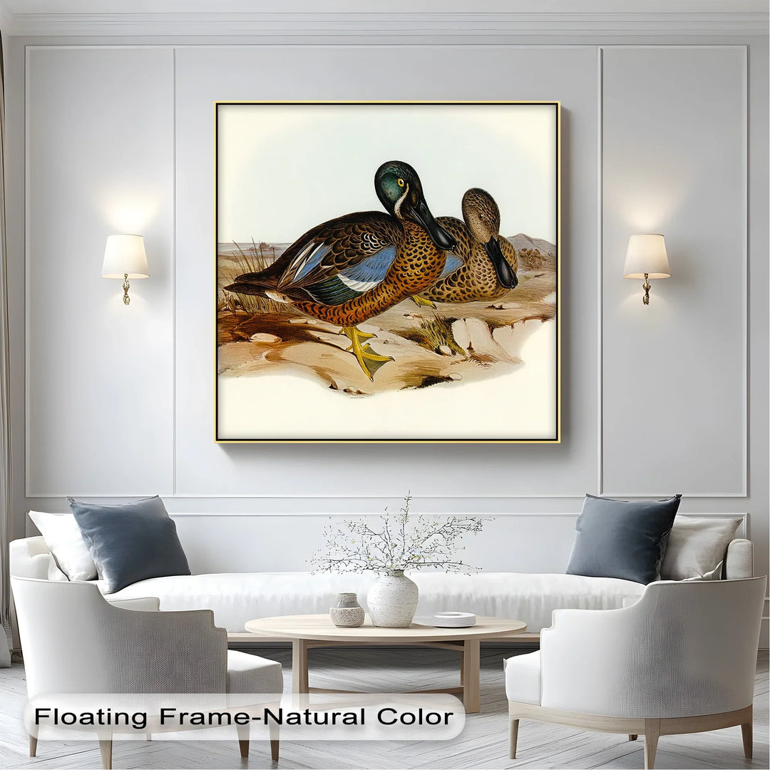 Marshland Companions – Vintage Duck Pair Animal Canvas Print - MyPhotoStation