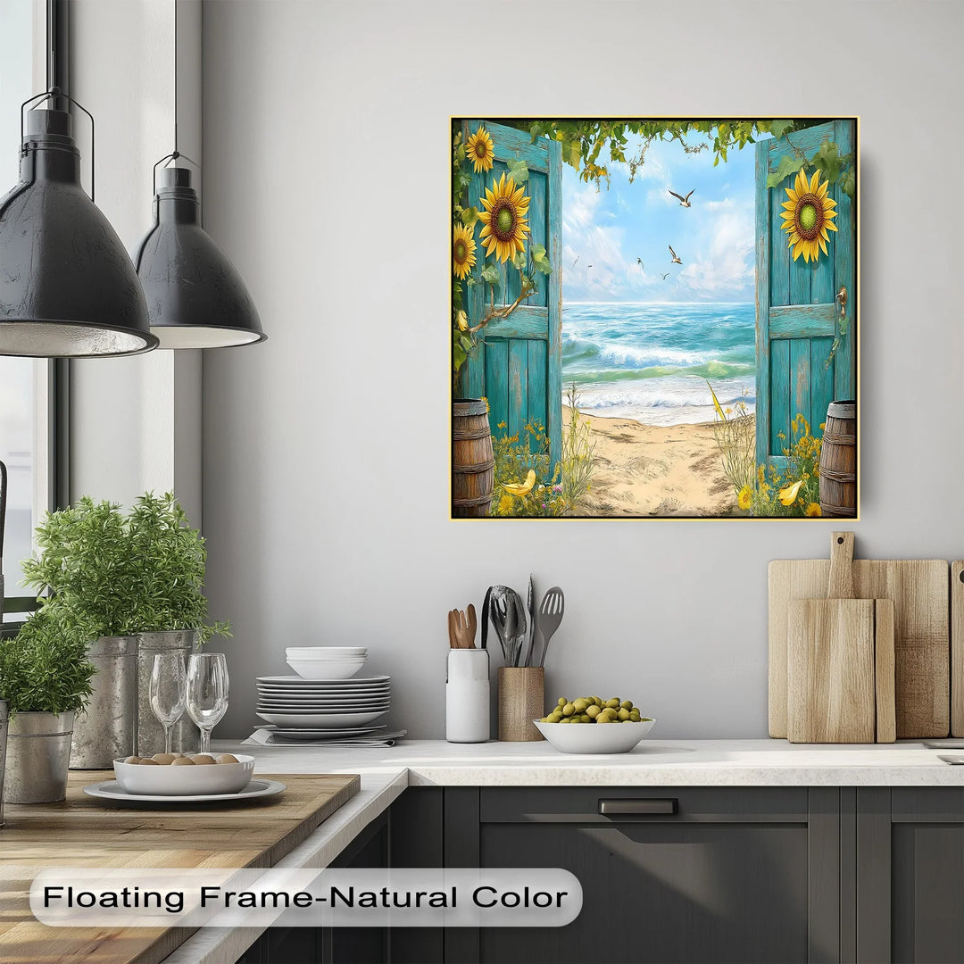 Open Door to the Sea – Coastal Beach Scene Kitchen Canvas Print - MyPhotoStation