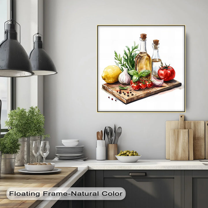 Fresh Mediterranean Ingredients – Rustic Kitchen Canvas Print - MyPhotoStation