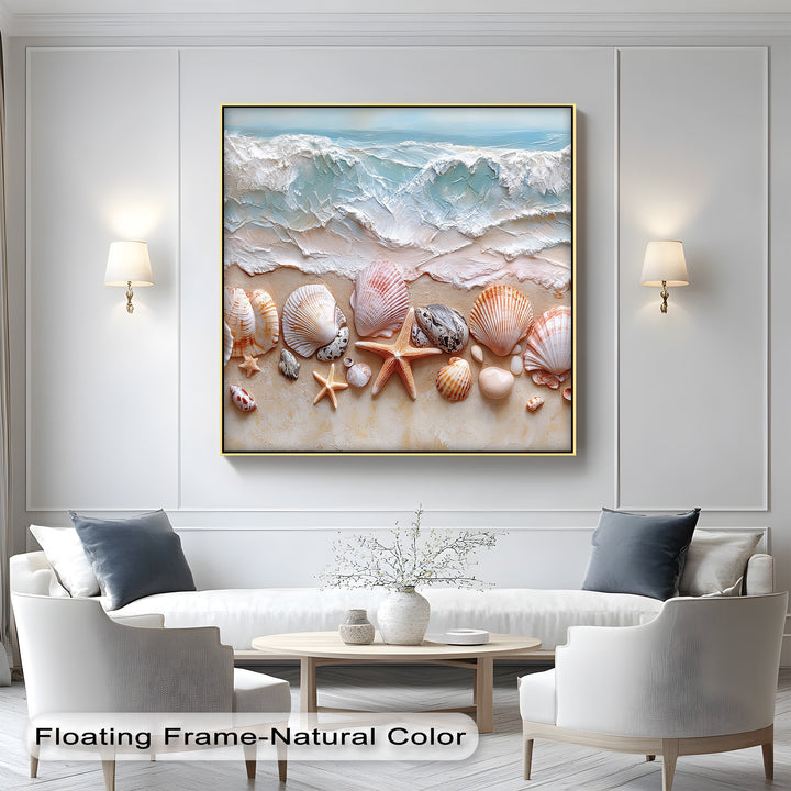 Seashell Shoreline Display – Coastal Canvas Prints