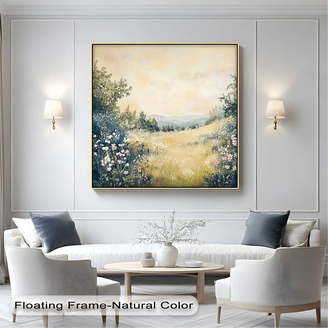 Golden Meadow Horizon – Serene Landscape Canvas Print - MyPhotoStation