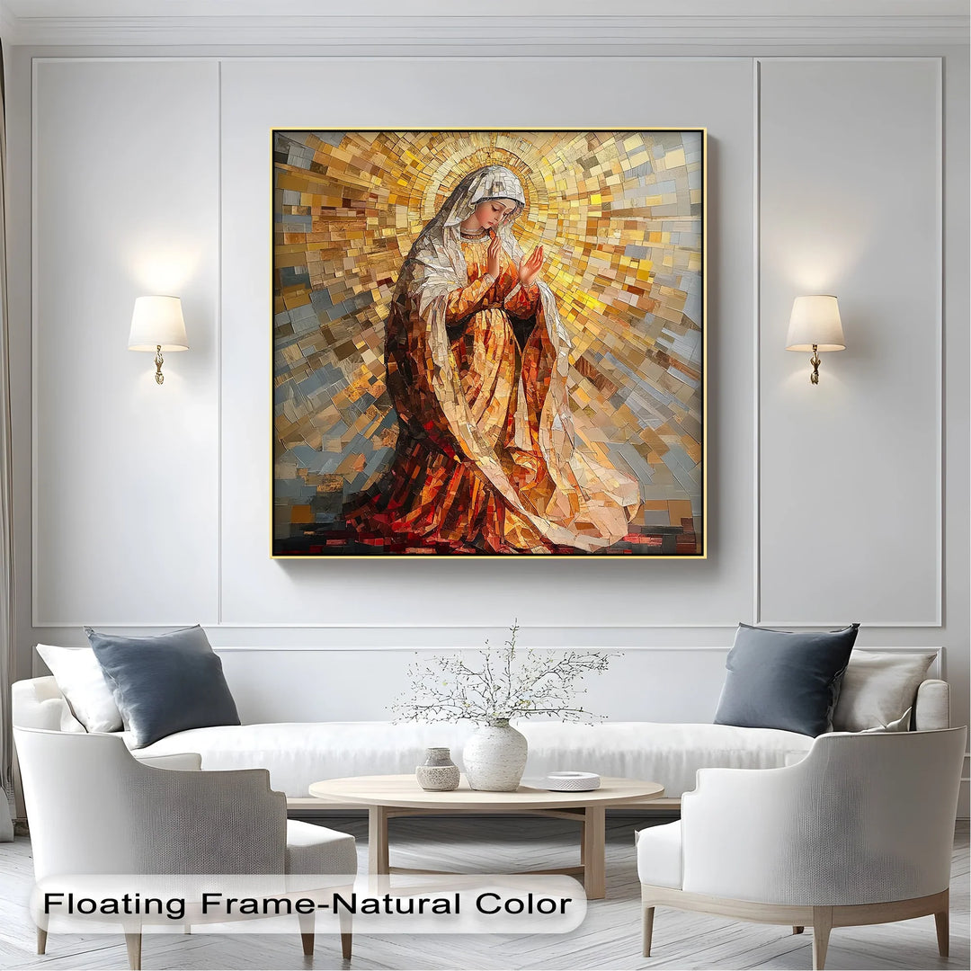 Radiant Grace – Virgin Mary Mosaic Style Canvas Print - MyPhotoStation