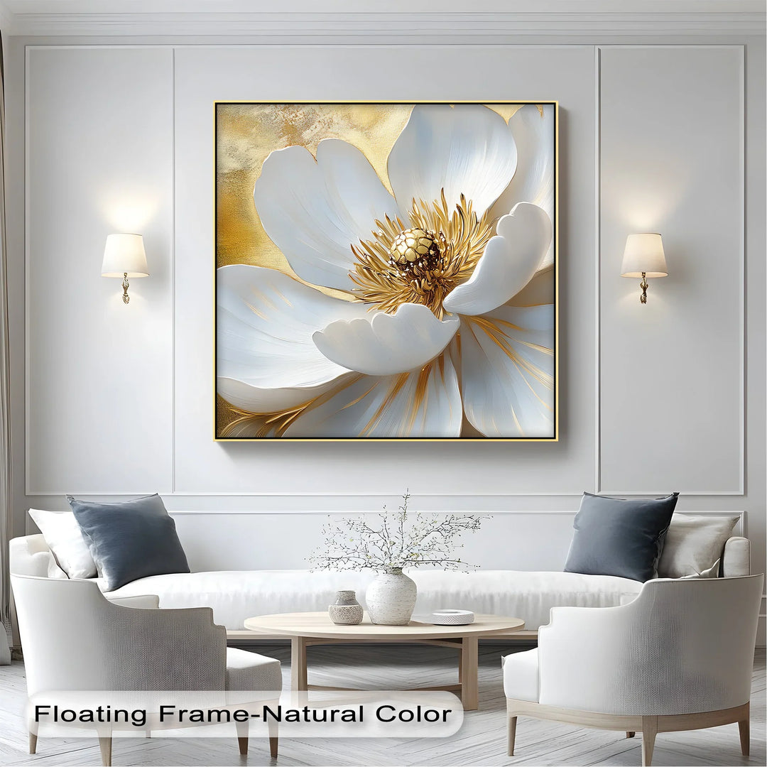 Golden Bloom – White Petal Canvas Print - MyPhotoStation