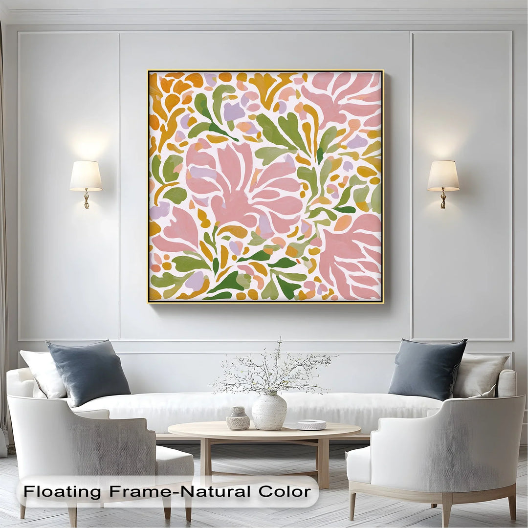 Boho Floral Harmony – Pastel Botanical Pattern Canvas Print - MyPhotoStation