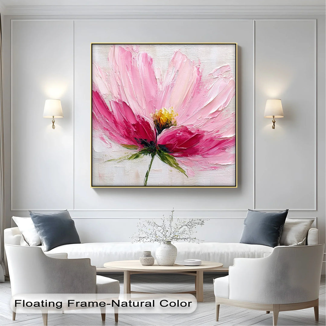 Blush Bloom – Textured Pink Floral Canvas Print - MyPhotoStation