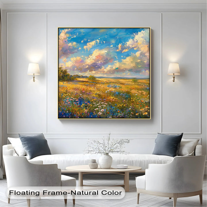 Golden Meadow Bloom – Colorful Wildflower Landscape Canvas Print - MyPhotoStation