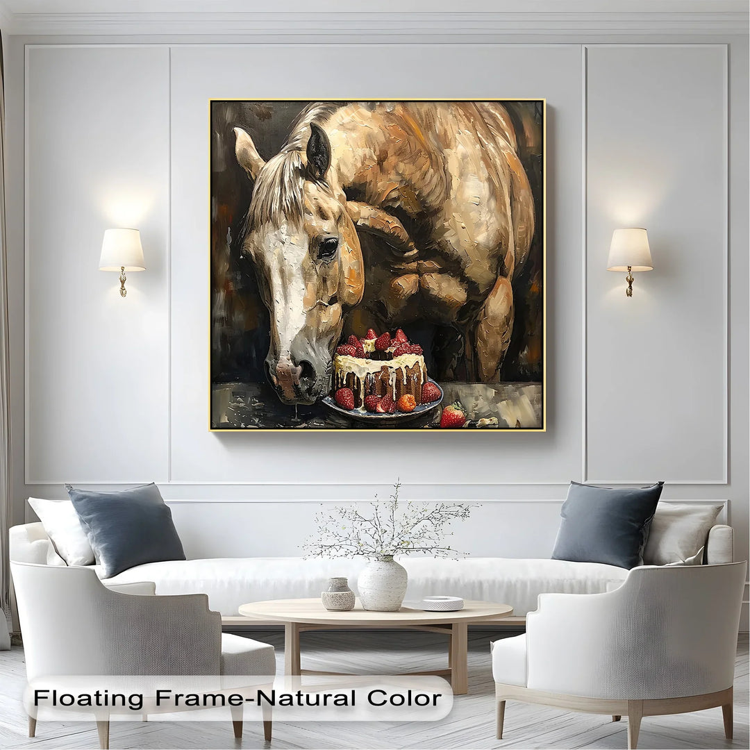 Sweet Tooth Stallion – Horse with Strawberry Cake Animal Canvas Print - MyPhotoStation