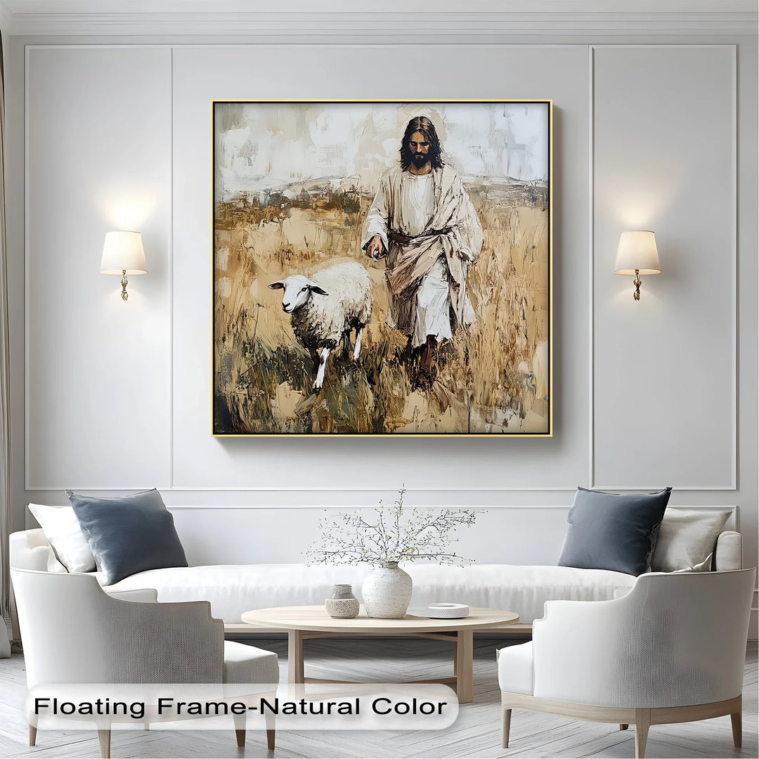 The Shepherd’s Walk – Jesus with a Lamb in a Wheat Field Canvas Print - MyPhotoStation