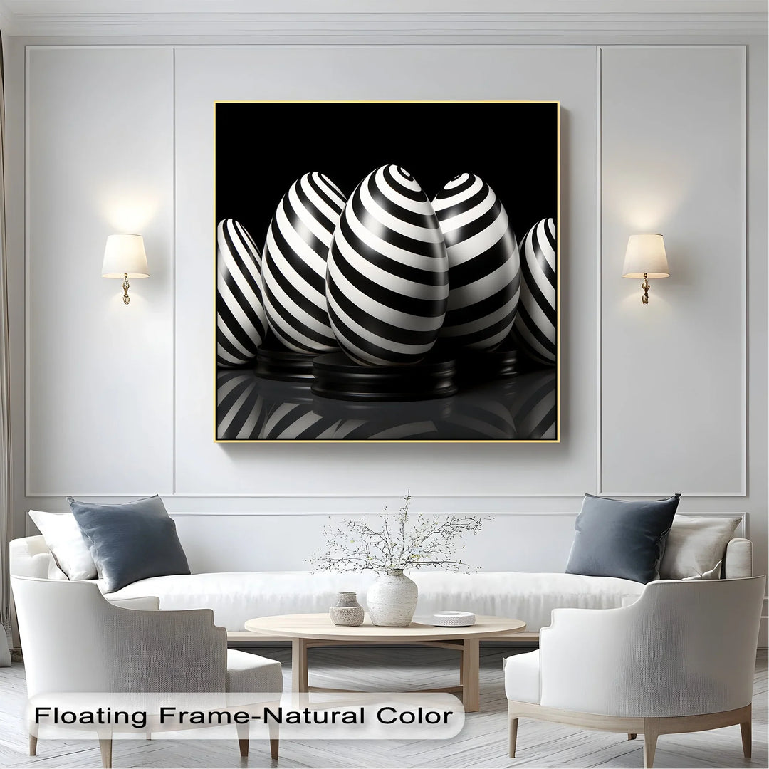 Modern Spiral Egg Pattern – Black & White Canvas Print - MyPhotoStation