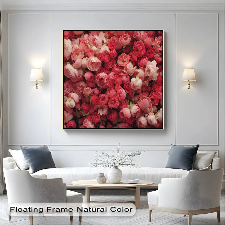 Romantic Peony Garden – Blush and Crimson Floral Canvas Print - MyPhotoStation