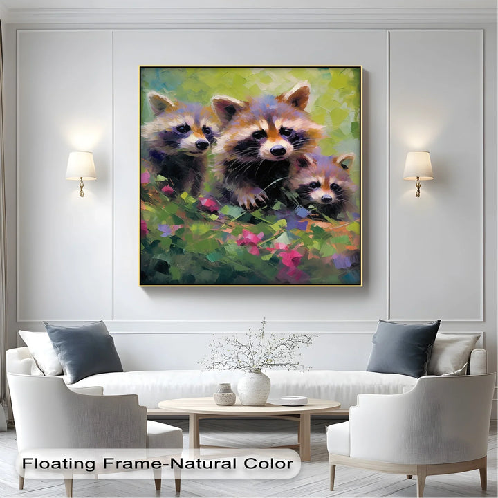 Curious Raccoons in the Wild – Vibrant Animal Canvas Print - MyPhotoStation