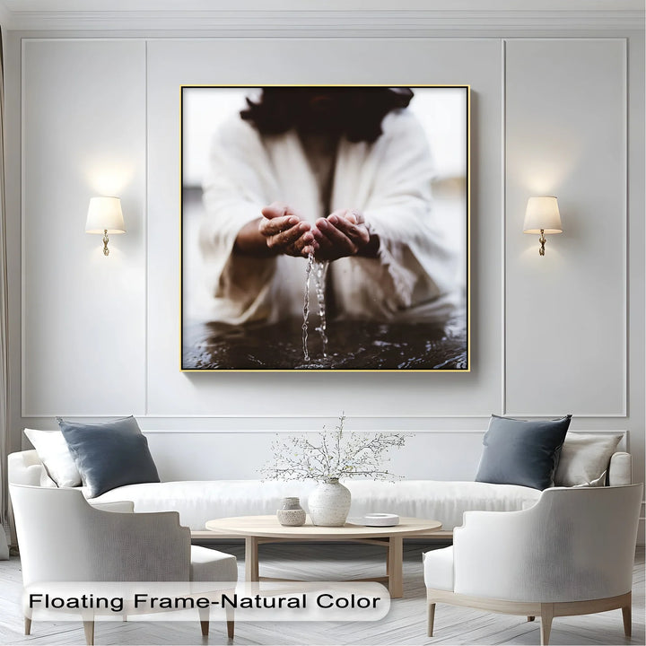 Living Water – Jesus Holding Water in His Hands Canvas Print - MyPhotoStation