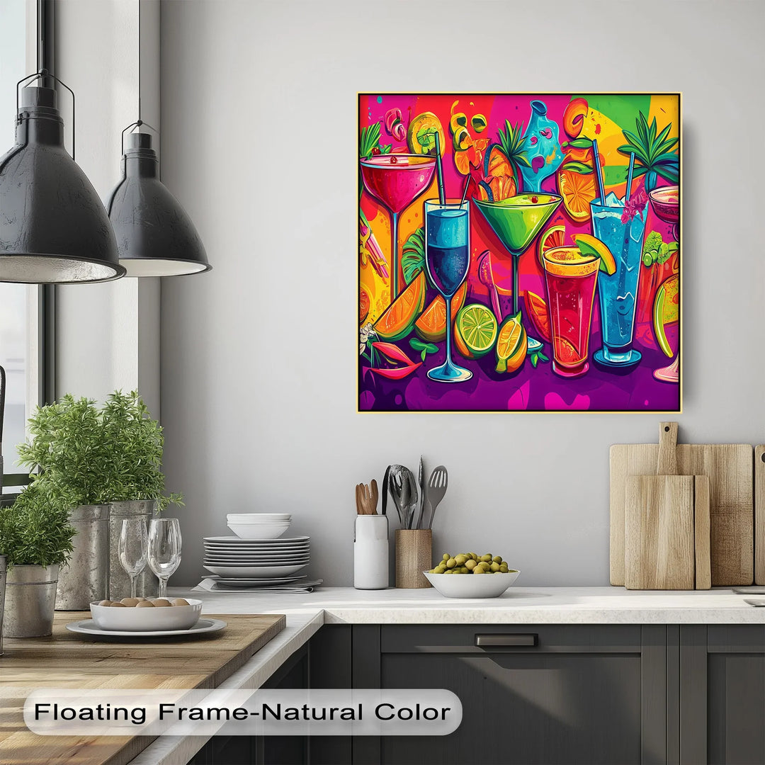 Tropical Cocktail Party – Vibrant Bar Kitchen Canvas Print - MyPhotoStation