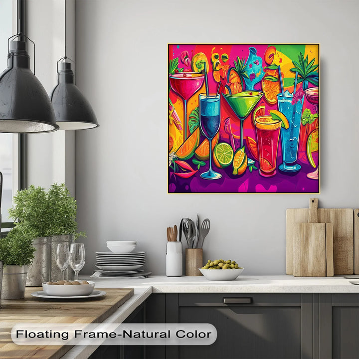 Tropical Cocktail Party – Vibrant Bar Kitchen Canvas Print - MyPhotoStation
