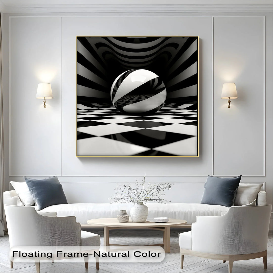 Geometric Sphere Illusion – Black & White Canvas Print - MyPhotoStation