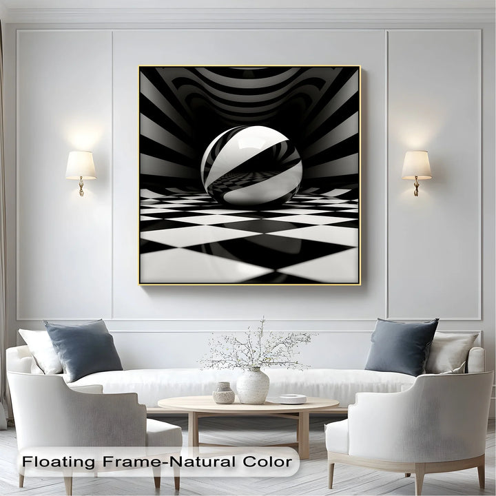 Geometric Sphere Illusion – Black & White Canvas Print - MyPhotoStation