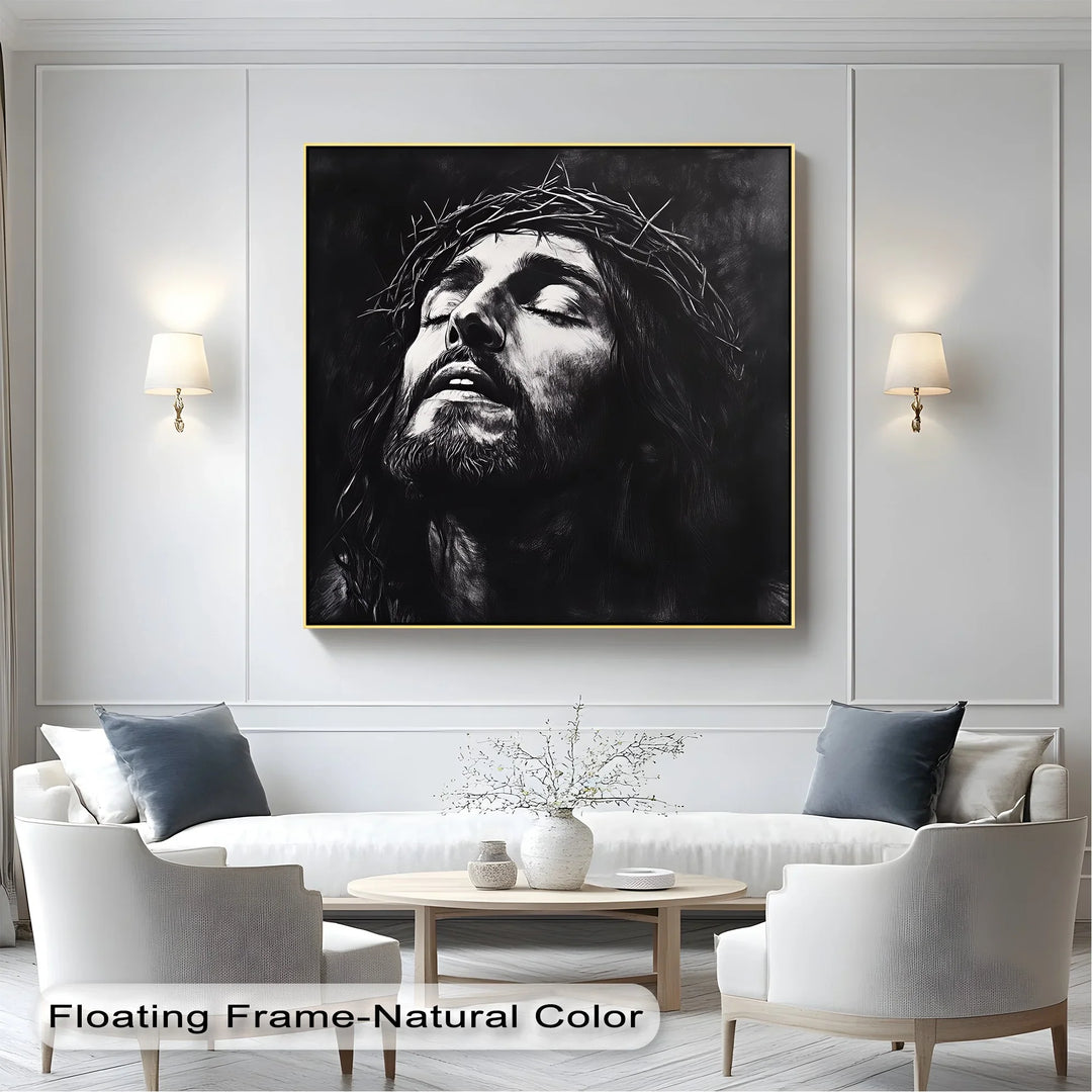 Crown of Suffering – Jesus in Agony Black and White Canvas Print - MyPhotoStation