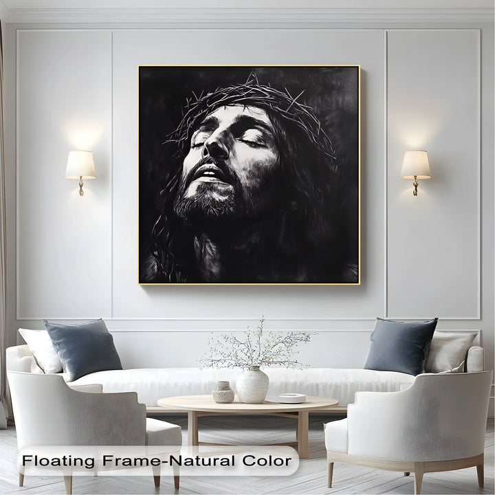Crown of Suffering – Jesus in Agony Black and White Canvas Print - MyPhotoStation