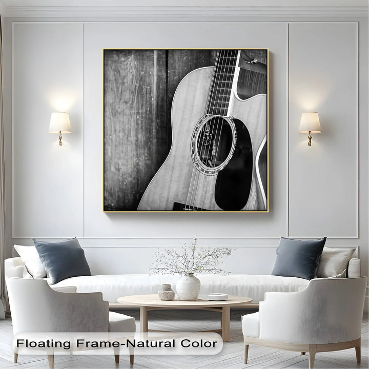 Acoustic Soul – Monochrome Guitar Music Canvas Print - MyPhotoStation