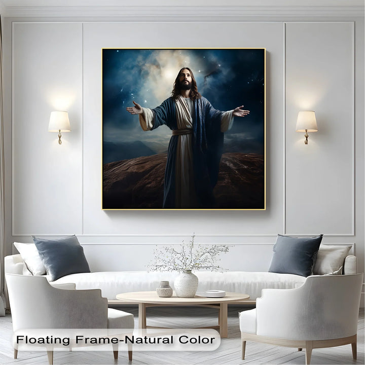 Heavenly Light – Jesus Under the Night Sky Canvas Print - MyPhotoStation