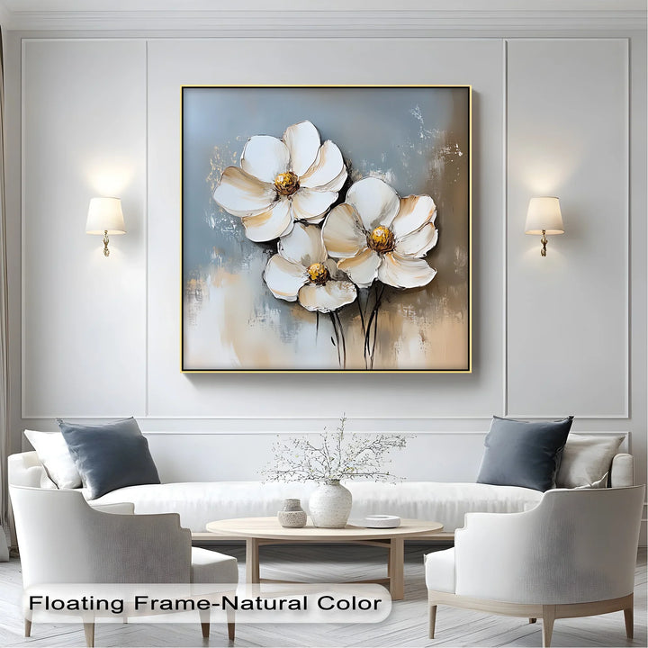Golden Bloom Trio – Textured Floral Canvas Wall Art - MyPhotoStation