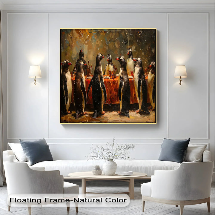 Penguin Banquet – Whimsical Animal Canvas Print - MyPhotoStation