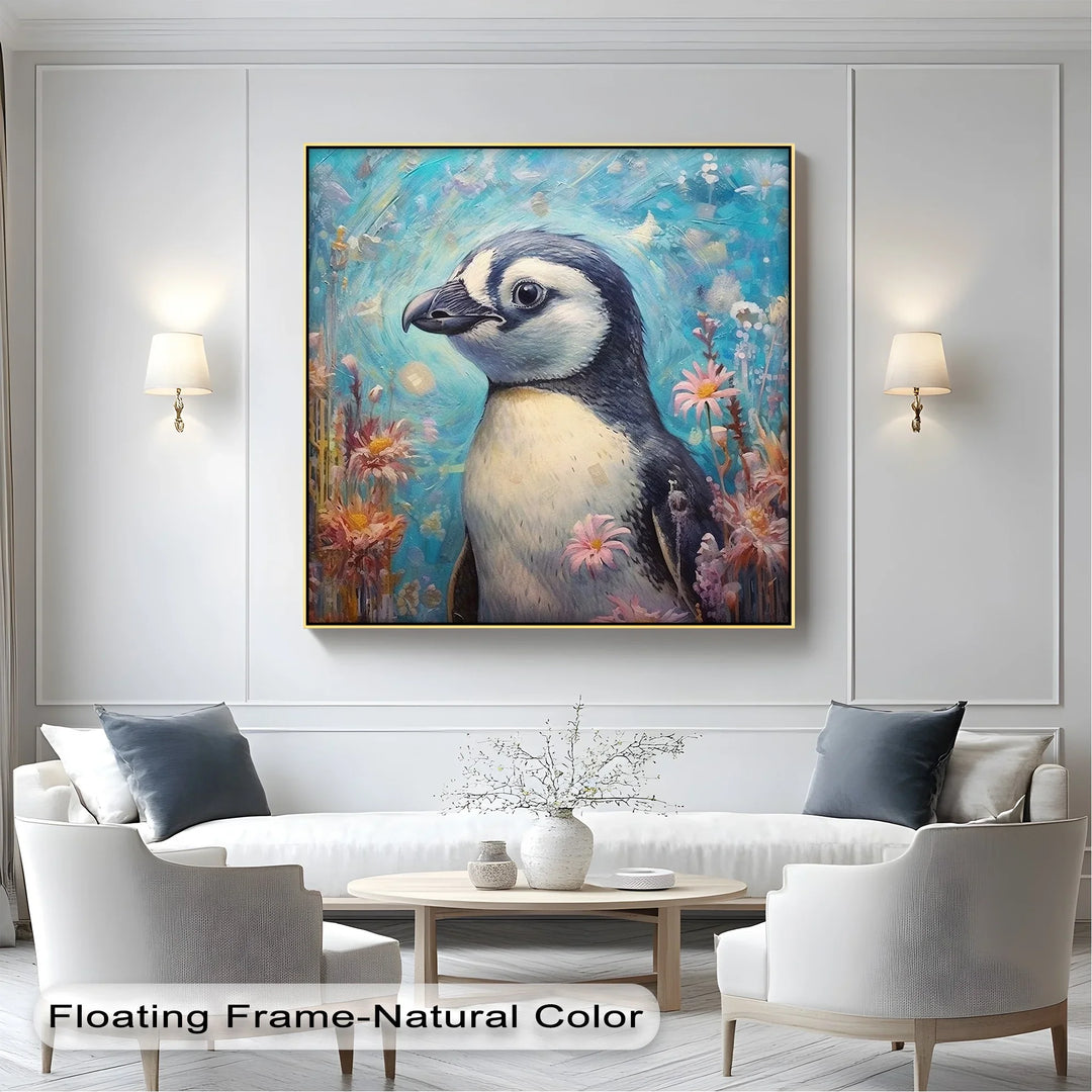 Blossom Companion – Dreamy Penguin Animal Canvas Print - MyPhotoStation